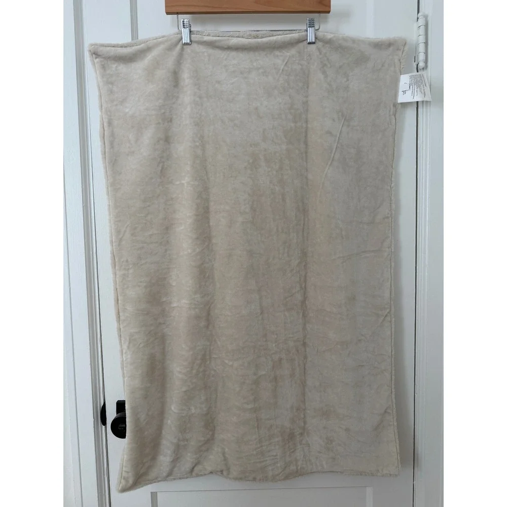 Pottery Barn Kids Faux Fur Baby Stroller Blanket Tan Beige Plush 40x26